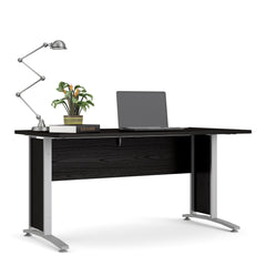 Prima Desk 150 cm in Black woodgrain with Silver grey steel legs