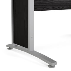 Prima Desk 150 cm in Black woodgrain with Silver grey steel legs