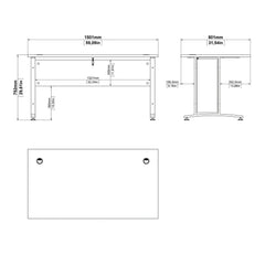 Prima Desk 150 cm in Black woodgrain with Silver grey steel legs