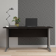 Prima Desk 150 cm in Black woodgrain with Silver grey steel legs