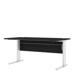 Prima Desk 150 cm in Black woodgrain with Height adjustable legs with electric control in White