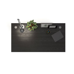 Prima Desk 150 cm in Black woodgrain with Height adjustable legs with electric control in White