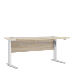 Prima Desk 150 cm in Oak with Height adjustable legs with electric control in White