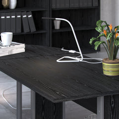 Prima Desk 120 cm in Black woodgrain with Silver grey steel legs