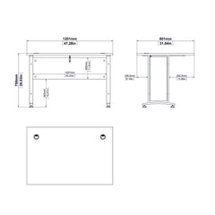 Prima Desk 120 cm in Oak with White legs