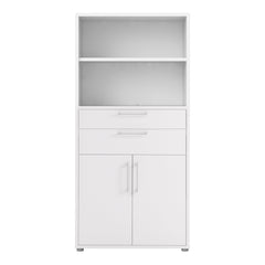 Prima Bookcase 2 Shelves With 2 Drawers And 2 Doors In White