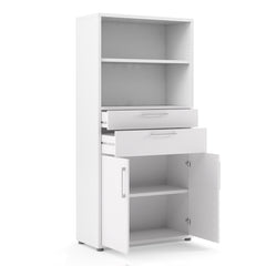 Prima Bookcase 2 Shelves With 2 Drawers And 2 Doors In White