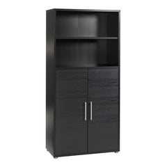 Prima Bookcase 3 Shelves with 2 Doors in Black woodgrain