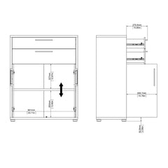 Prima Bookcase 1 Shelf With 2 Drawers And 2 Doors In White