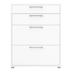 Prima Office Storage With 2 Drawers + 2 File Drawers In White