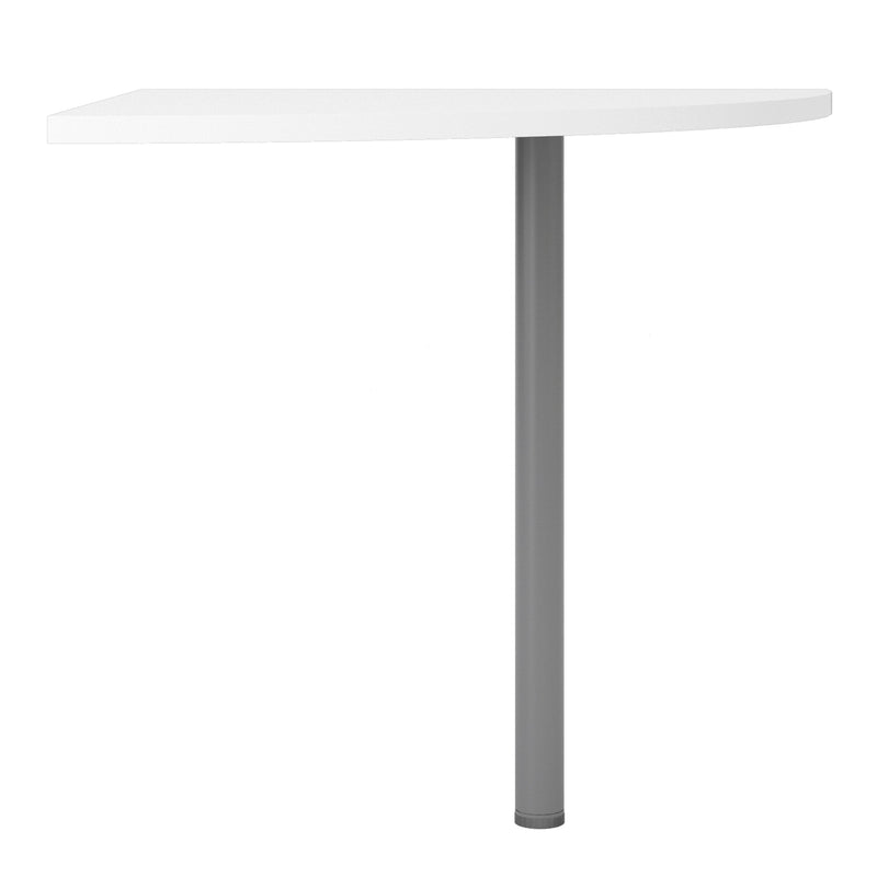 Prima Corner desk top in White with Silver grey steel legs