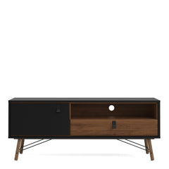 Ry TV-unit 1 door + 1 drawer Matt Black Walnut