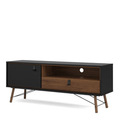 Ry TV-unit 1 door + 1 drawer Matt Black Walnut