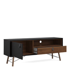 Ry TV-unit 1 door + 1 drawer Matt Black Walnut