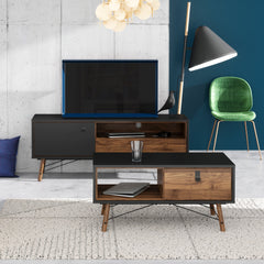 Ry TV-unit 1 door + 1 drawer Matt Black Walnut