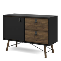 Ry Sideboard with 1 door + 2 drawers Matt Black Walnut