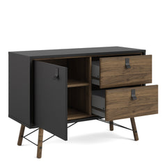 Ry Sideboard with 1 door + 2 drawers Matt Black Walnut