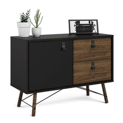 Ry Sideboard with 1 door + 2 drawers Matt Black Walnut