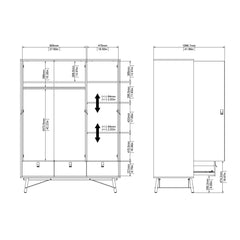 Ry Wardrobe 3 doors + 3 drawers in Matt White