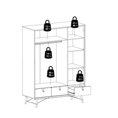 Ry Wardrobe 3 doors + 3 drawers in Matt White