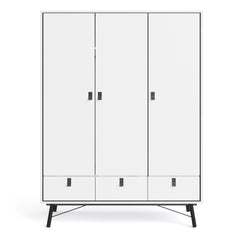 Ry Wardrobe 3 doors + 3 drawers in Matt White