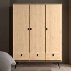 Ry Wardrobe 3 Doors + 3 Drawers in Jackson Hickory Oak