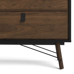 Ry Wide double chest of drawers 6 drawers in Matt Black Walnut