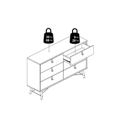 Ry Wide double chest of drawers 6 drawers in Matt White