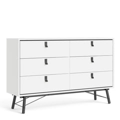 Ry Wide double chest of drawers 6 drawers in Matt White