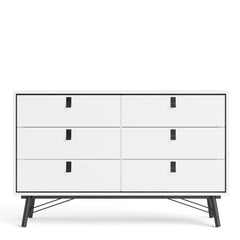 Ry Wide double chest of drawers 6 drawers in Matt White