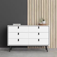 Ry Wide double chest of drawers 6 drawers in Matt White