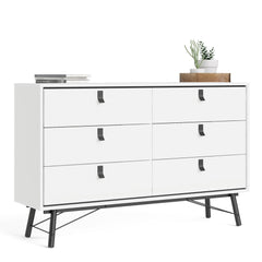 Ry Wide double chest of drawers 6 drawers in Matt White