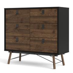 Ry Double chest of drawers 6 drawers in Matt Black Walnut