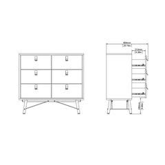 Ry Double chest of drawers 6 drawers in Matt White