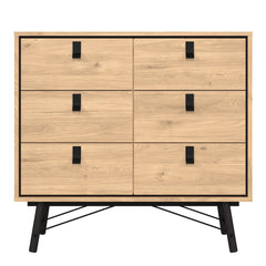 Ry Small Double Chest of Drawers 6 Drawers in Jackson Hickory Oak