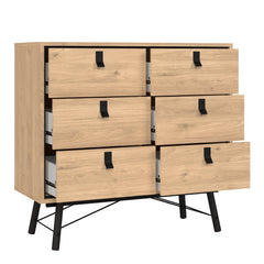 Ry Small Double Chest of Drawers 6 Drawers in Jackson Hickory Oak