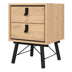 Ry Bedside Cabinet 2 Drawer in Jackson Hickory Oak