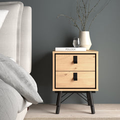 Ry Bedside Cabinet 2 Drawer in Jackson Hickory Oak