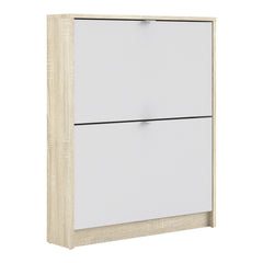 Shoes Shoe cabinet w. 2 tilting doors and 1 layer Oak structure White