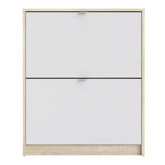 Shoes Shoe cabinet w. 2 tilting doors and 1 layer Oak structure White