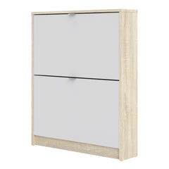 Shoes Shoe cabinet w. 2 tilting doors and 1 layer Oak structure White