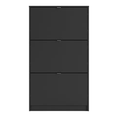 Shoes Shoe cabinet w. 3 tilting doors and 1 layer in Matt Black