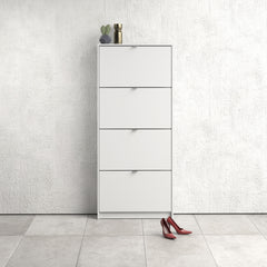 Shoes Shoe cabinet w. 4 tilting doors and 1 layer in White