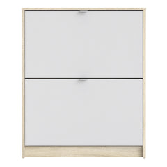 Shoes Shoe cabinet w. 2 tilting doors and 2 layers Oak structure White