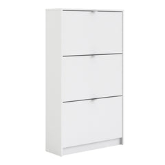 Shoes Shoe cabinet w. 3 tilting doors and 2 layers in White