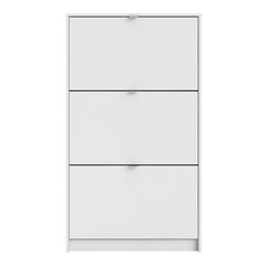 Shoes Shoe cabinet w. 3 tilting doors and 2 layers in White