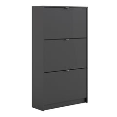 Shoes Shoe cabinet w. 3 tilting doors and 2 layers in Matt Black