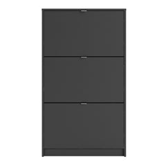 Shoes Shoe cabinet w. 3 tilting doors and 2 layers in Matt Black