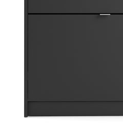 Shoes Shoe cabinet w. 3 tilting doors and 2 layers in Matt Black