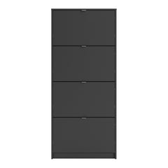 Shoes Shoe cabinet w. 4 tilting doors and 2 layers in Matt Black